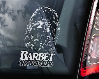 Barbet on Board - Car Window Sticker - French Water Dog Sign Decal - V01