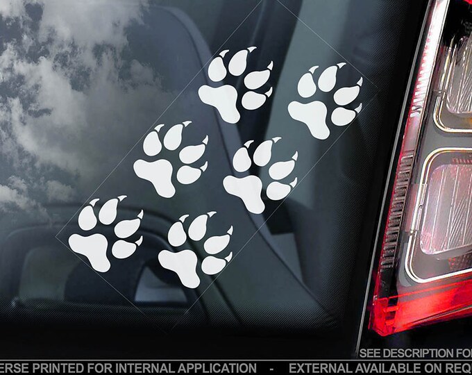 Paw Prints - Car Window Sticker - Dog on Board Sign Decal Gift Footprints Art - V01