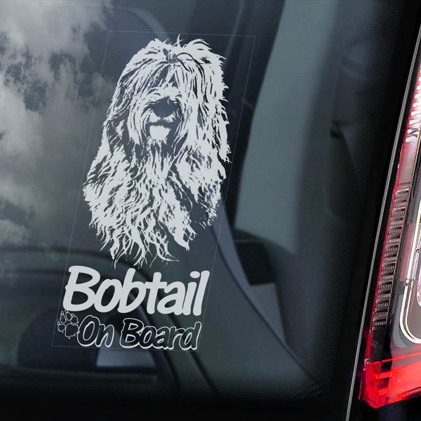 Bobtail on Board - Auto Fensteraufkleber - Schafhund Hundeschild Aufkleber - V01