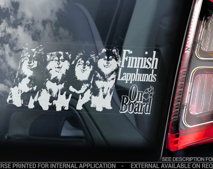 Finnish Lapphund on Board - Car Window Sticker - Lapinkoira Dog Sign Gift Decal - V04