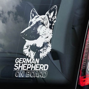 German Shepherd on Board - Car Window Sticker - Security Alsatian K9 Dog Sign Decal -V05