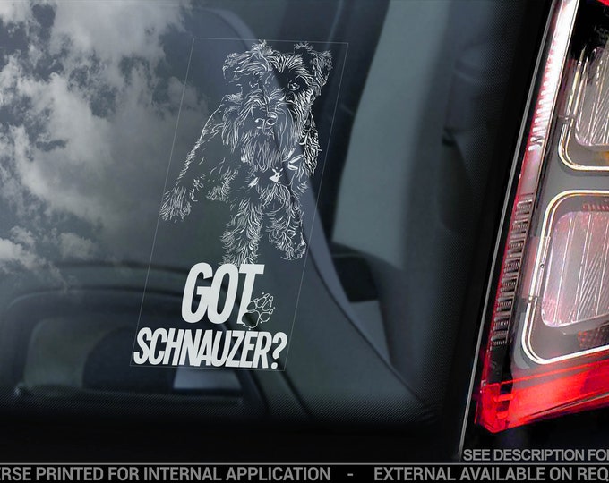 Got Schnauzer? on Board - Car Window Sticker - Standard Miniature Dog Sign Bumper Decal - V08