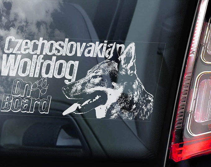 Czechoslovakian Wolfdog on Board - Car Window Sticker - Vlcak Cane Lupo Cecoslovacco Sign Decal - V09