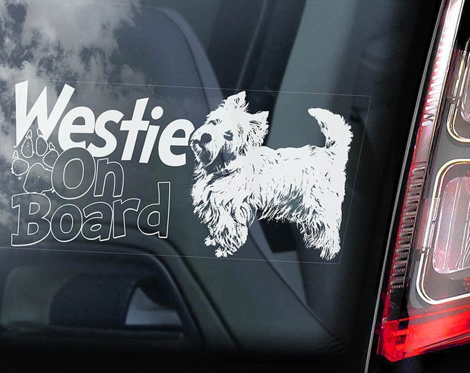 Westie - Car Window Sticker - Dog on Board Sign - Decal West Highland White Terrier -V02