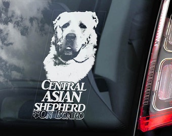 Central Asian Shepherd - Car Window Sticker - Ovtcharka Aziat Dog on Board Sign Decal - V02