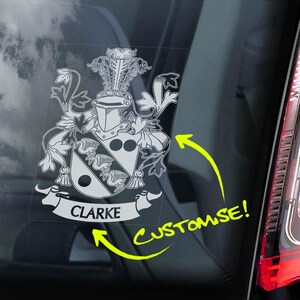 Personalised Coat of Arms Sticker - YOUR CUSTOM DESIGN - Car Window Decal Logo Bespoke Family Word Name Text Crest