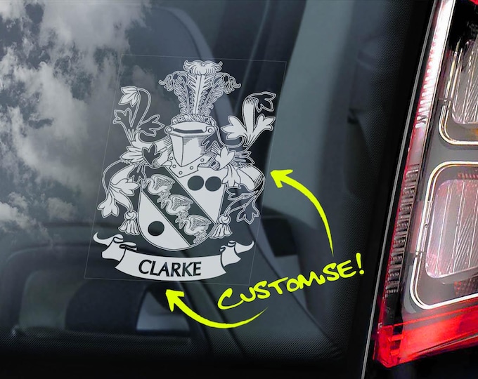 Personalised Coat of Arms Sticker - YOUR CUSTOM DESIGN - Car Window Decal Logo Bespoke Family Word Name Text Crest