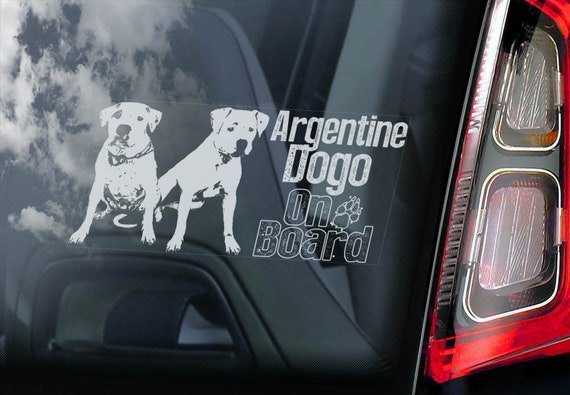 Argentine Dogo on Board - Car Window Sticker - Argentino Mastiff Sign Gift Decal - V05