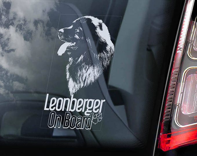 Leonberger on Board - Car Window Sticker - Dog Sign Decal Art Gift - V04