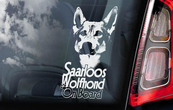Saarlooswolfhond on Board - Car Window Sticker - Saarloos Wolfdog Wolfhound Dog Sign Decal - V01