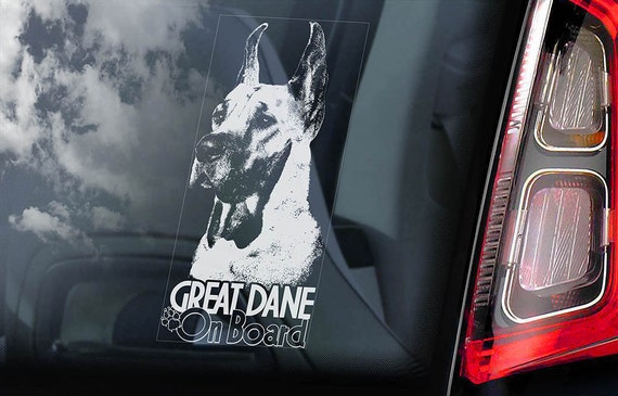 Great Dane on Board - Car Window Sticker - German Mastiff Dog Sign Decal - V03