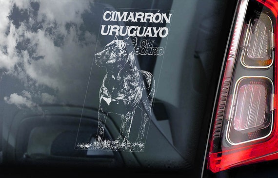 Cimarron Uruguayo on Board - Car Window Sticker - Cerro Largo Dog Sign Art Decal - V01