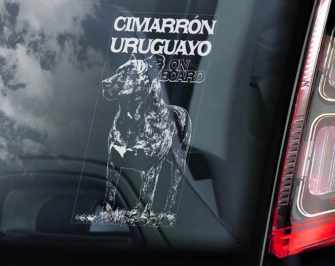 Cimarron Uruguayo on Board - Car Window Sticker - Cerro Largo Dog Sign Art Decal - V01