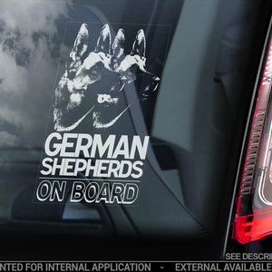 German Shepherds on Board - Car Window Sticker - Deutscher Schäferhund Alsatian Dog Decal - V24