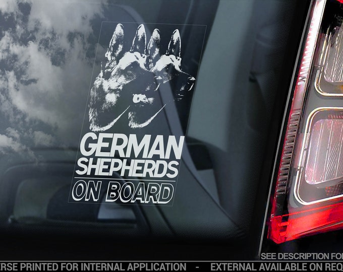 German Shepherds on Board - Car Window Sticker - Deutscher Schäferhund Alsatian Dog Decal - V24