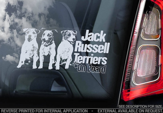 Jack Russell Terriers on Board  - Car Window Sticker - Russel JRT Dog Sign Decal - V05
