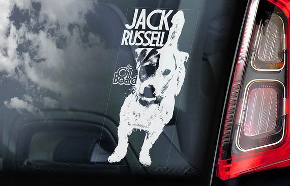 Jack Russell on Board  - Car Window Sticker - Russel Terrier JRT Dog Sign Decal  -V03
