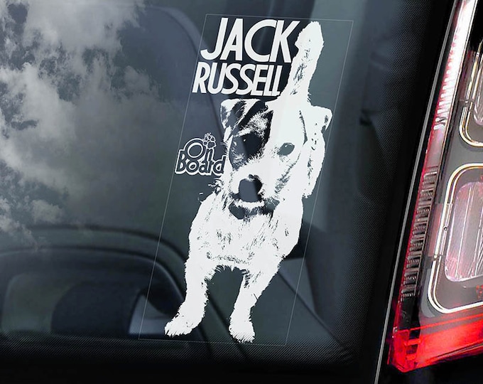 Jack Russell on Board  - Car Window Sticker - Russel Terrier JRT Dog Sign Decal  -V03