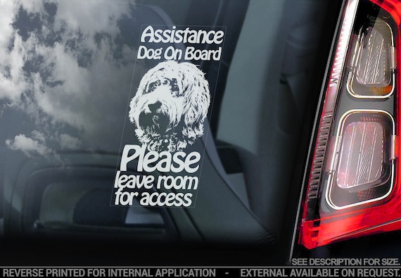 Assistance Dog on Board - Car Window Sticker - Cockerpoo Stroke Detection Dog Sign Decal - V18