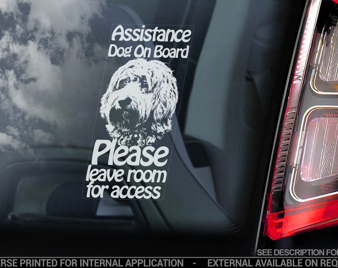 Assistance Dog on Board - Car Window Sticker - Cockerpoo Stroke Detection Dog Sign Decal - V18