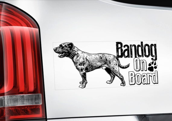 Bandog on Board - Car Window Sticker - Beware of the Dog Bandogge Sign Decal - V05BLK