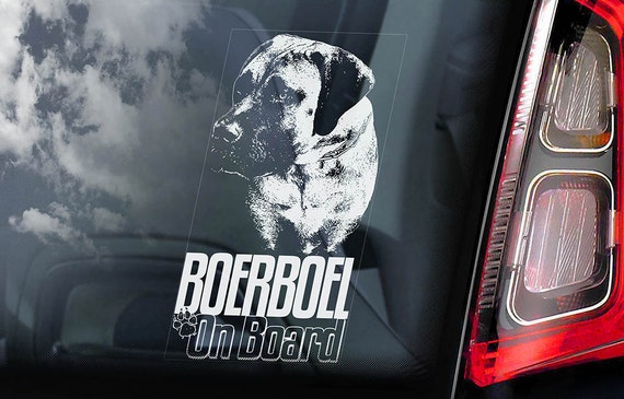 Boerboel on Board - Car Window Sticker - South African Mastiff Dog Sign Decal Art Gift - V06