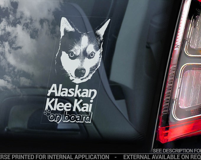 Alaskan Klee Kai, Car Window Sticker - Dog Sign Decal Husky Gift - V01