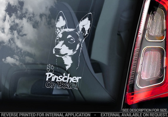 Pinscher on Board - Car Window Sticker - German Deutscher Dog Sign Decal - V02