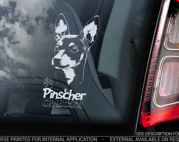 Pinscher on Board - Car Window Sticker - German Deutscher Dog Sign Decal - V02