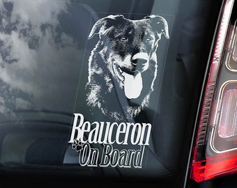 Beauceron à bord - autocollant de fenêtre de voiture - Français à poil court Berger Beauce chien signe Decal-V01