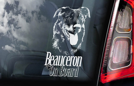 Beauceron on Board - Car Window Sticker - French Shorthaired Shepherd Beauce Dog Sign Decal  -V01