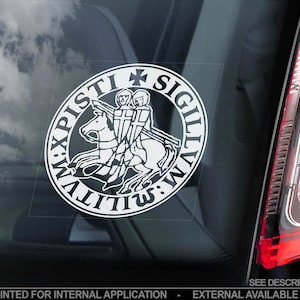 KNIGHTS TEMPLAR Car Sticker - Masonry Freemason Illuminati Window Decal Logo Sign - Black or White - V01BW