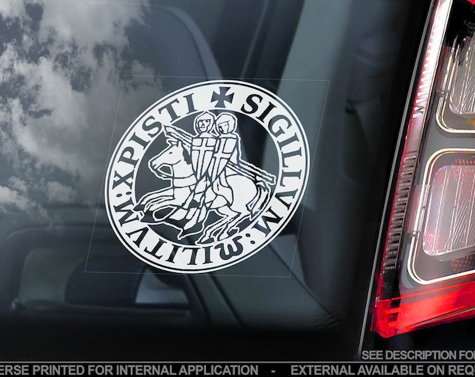 KNIGHTS TEMPLAR Car Sticker - Masonry Freemason Illuminati Window Decal Logo Sign - Black or White - V01BW