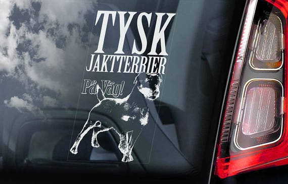 TyskJaktterrier on Board - Car Window Sticker - German Hunting Terrier Jagdterrier Dog Sign Decal - V01