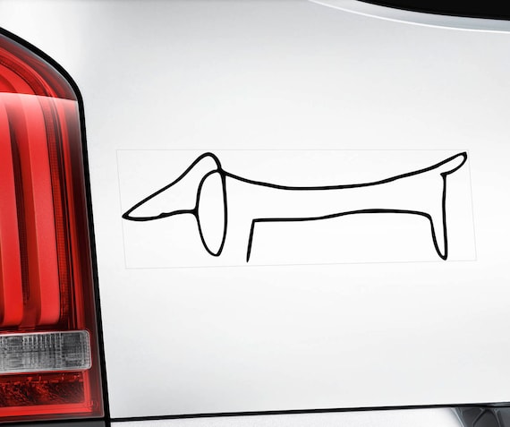 Dachshund - Car Window Sticker - Teckel Picasso Dog Sign Decal - V09BLK