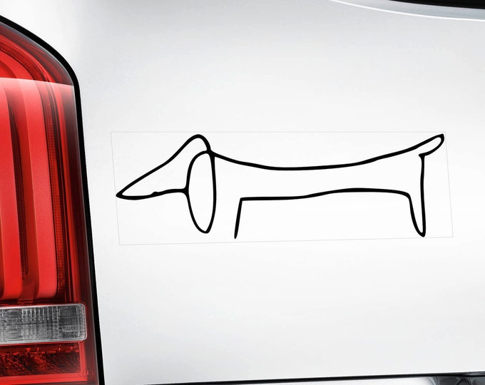 Dachshund - Car Window Sticker - Teckel Picasso Dog Sign Decal - V09BLK