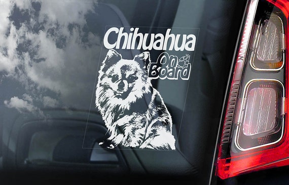 Chihuahua on Board - Car Window Sticker - Dog Sign Cute Gift Idea Art Decal - V02