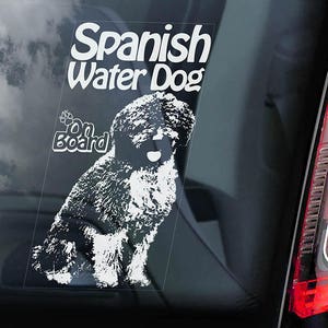Chien d'eau espagnol à bord - Sticker vitre de voiture - Sticker Perro de agua Español - V01