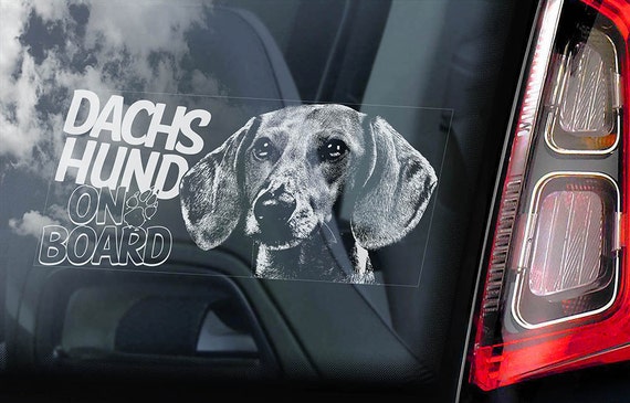 Dachshund on Board - Car Window Sticker - Teckel Dackel Dog Sign Decal - V07