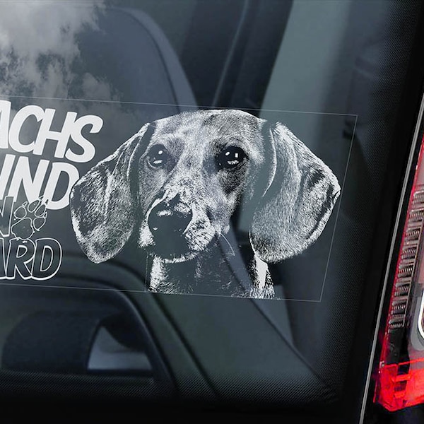 Dachshund on Board - Car Window Sticker - Teckel Dackel Dog Sign Decal - V07