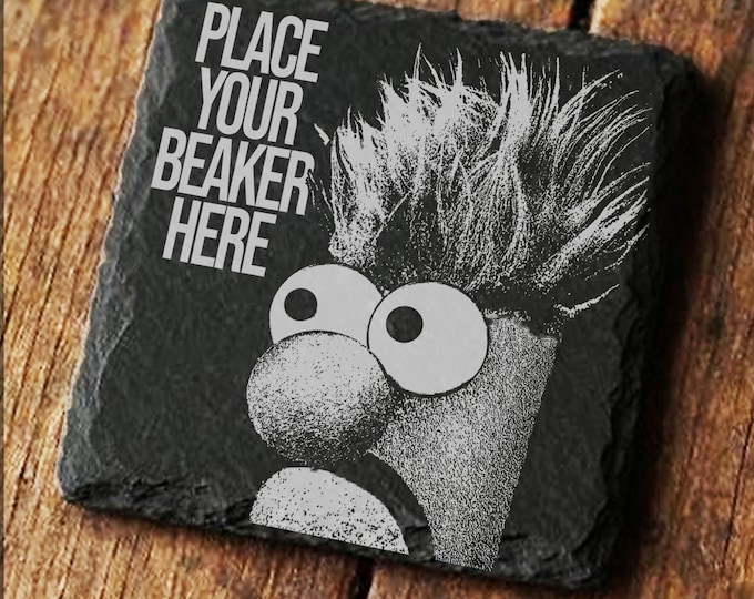 BEAKER Coaster, Muppet Show Funny Meep Meep Slate Engraved Coaster Gift -C03