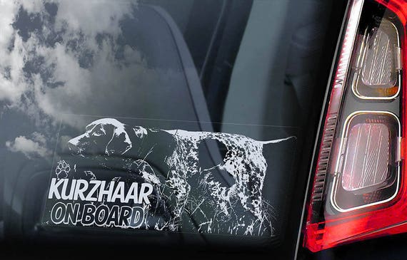 Kurzhaar on Board - Car Window Sticker - Dog Sign German Shorthaired Pointer Deutsch Decal - V01