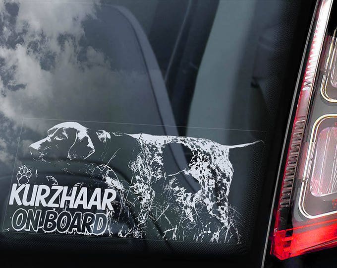Kurzhaar on Board - Car Window Sticker - Dog Sign German Shorthaired Pointer Deutsch Decal - V01