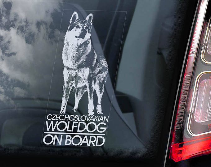 Czechoslovakian Wolfdog on Board - Car Window Sticker - Vlcak Cane Lupo Cecoslovacco Sign Decal - V12