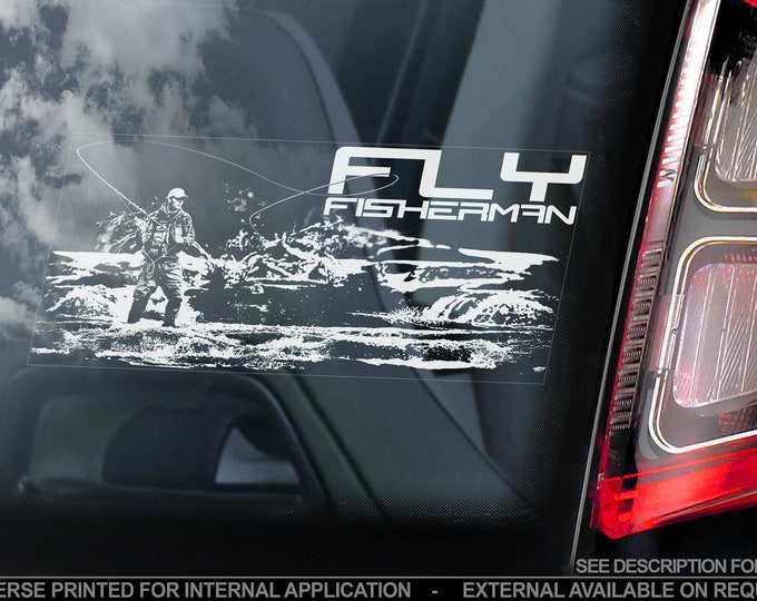 FLY FISHING, Car Sticker, Fish Gear Fishing Angling Window Bumper Boat Sign Decal - V01