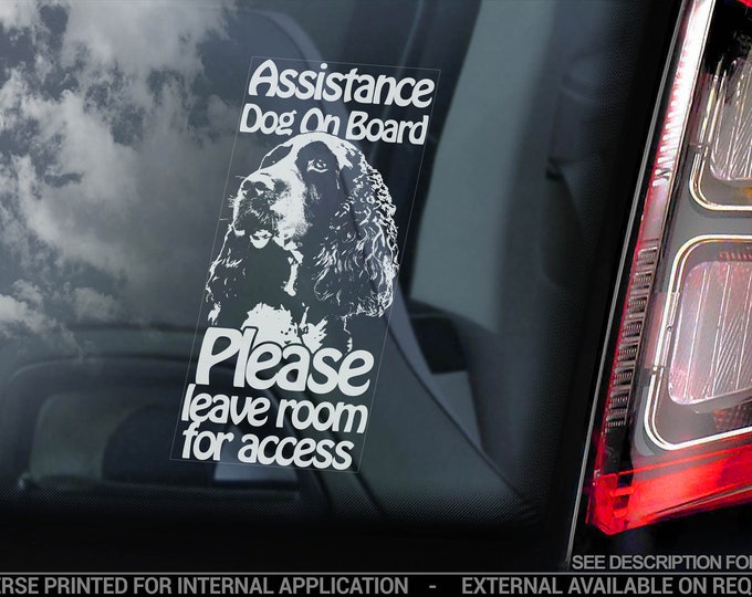 Assistance Dog on Board - Car Window Sticker - Springer Spaniel Stroke Detection Dog Sign Decal - V12