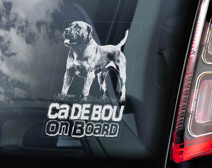 Ca De Bou on Board - Car Window Sticker -  Perro de Presa Mallorquin Mastiff Dog Sign Decal - V03