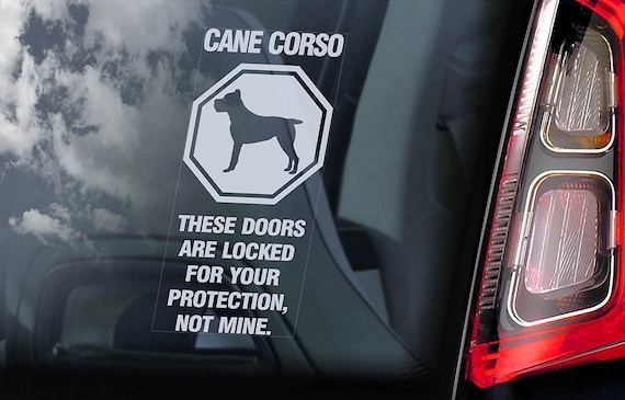 Cane Corso on Board - Car Window Sticker - Beware of the Dog - Italian Mastiff Sign Decal  -V07