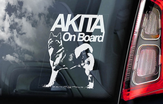 Akita on Board - Car Window Sticker - American Inu Ken Sign Decal -V01