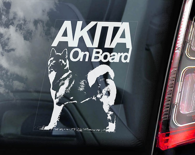 Akita on Board - Car Window Sticker - American Inu Ken Sign Decal -V01
